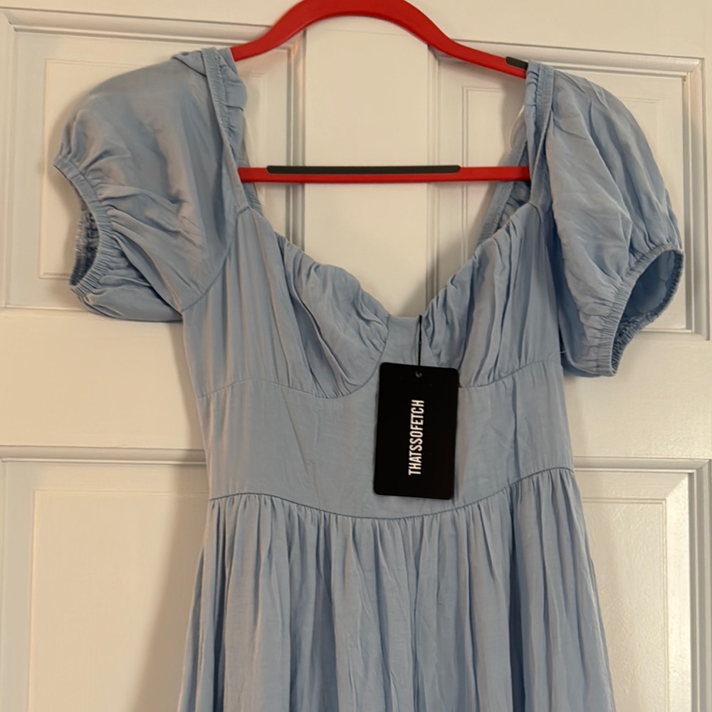 That’s So Fetch NWT Blue Smocked Ruched Maxi Sundress